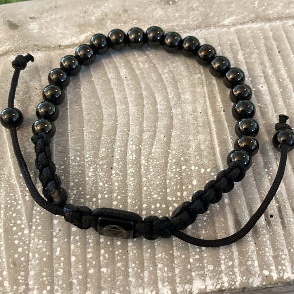 Black stone braided adjustable bracelet unisex - Picture 1 of 14
